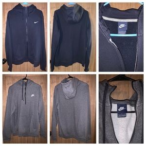 Men’s Nike full zip (navy blue) and 1/4 zip (gray)